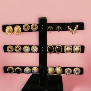 12 pairs of vintage gold tone pierced earrings